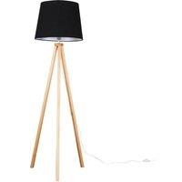 ValueLights Barbro Light Wood Tripod Floor Light Lamp with XL Taper Shade in Black