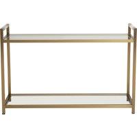 Orsina Matte Gold Console Table, Art Deco-Inspired Matte Gold Stainless Steel & Clear Glass Console Table