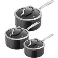 Kuhn Rikon Easy Pro Aluminium Non-Stick Induction Safe 3-Piece Saucepan Set in Black