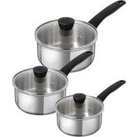 Kuhn Rikon Classic Stainless Steel Induction Safe 3-Piece Saucepan Set in Silver