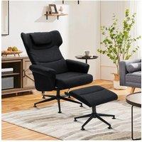 Faux Leather Swivel Armchair with Footstool