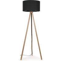 ValueLights Barbro Light Wood Tripod Floor Light Lamp with Reni Drum Shade in Grey