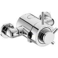 Nes Home Emso Round Exposed Thermostatic Shower Valve With Bottom Outlet Chrome in Silver
