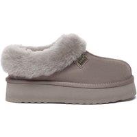 EverAu Australia Women's Real Sheepskin Topknot Leather Platform Slippers with EVA Sole in Brown | Size: 4