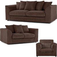 Luxor Jumbo Cord 3 + 2 + 1 Fabric 3 Piece Sofa Suite - Scatter Back