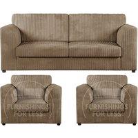 Luxor Jumbo Cord 3 + 1 + 1 Fabric 3 Piece Sofa Suite - Fullback