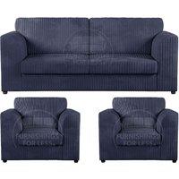 Luxor Jumbo Cord 3 + 1 + 1 Fabric 3 Piece Sofa Suite - Fullback