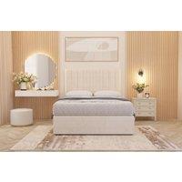 Somnior Alexas Plush Velvet Divan Bed Set with Midnight Pocket Sprung Mattress & Headboard in Ivory | Size: King