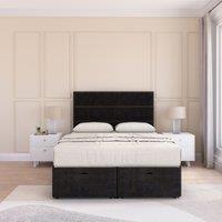 Texas Plush Fabric Ottoman Bed End Opening With Sprung Memory Mattress & 54 Inch Floorstanding Headboard