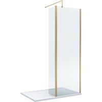 Balterley 8mm Glass Wetroom Screen, Return Brushed Brass & Tray 1200 x 800mm in Metallics