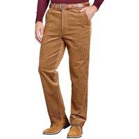 Chums Men's Cotton Corduroy Trousers with Hidden Extra Waistband in Light Brown | Size: 38XL
