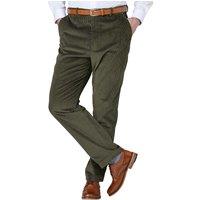 Chums Men's Cotton Corduroy Trousers with Hidden Extra Waistband in Olive | Size: 42XL