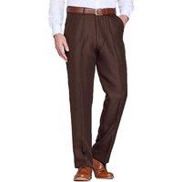 Chums Men's Smart Casual Formal Trousers With Hidden Elasticated Waist in Brown | Size: 52S