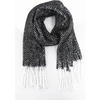 Sarta Women's Black Heavyweight Herringbone Winter Scarf