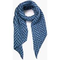 Sarta Women's Chevron Stripe Asymmetric Heavyweight Scarf in Navy