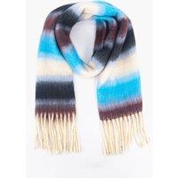 Sarta Women's Blue Striped Heavyweight Winter Scarf Tasselled Shawl Wrap