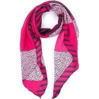 Sarta Women's Fuchsia Pink Animal Print Stripe Lightweight Scarf