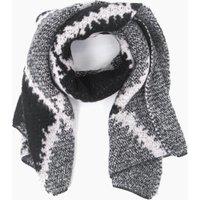 Sarta Women's Dove Heavyweight Scarf - Grey/Black, Crosshatch in Black