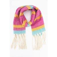 Sarta Women's Fuchsia Pink Stripe Heavyweight Winter Scarf