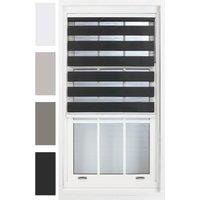 Furnished Day & Night Roller Blind Zebra Striped Window Blinds in Black | Size: 105 cm width x 210 cm drop