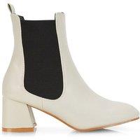 XY London Women's 'Luca' Square Toe Pull On Mid Block Heel Chelsea Boots in Light Stone | Size: 4
