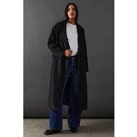 Double Breasted Wool Blend Maxi Coat