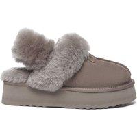 EverAu Australia Women's Real Sheepskin Fantail Leather Platform Slippers With Two Removable Straps with EVA Sole in Brown | Size: 5