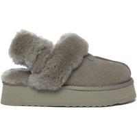 EverAu Australia Women's Real Sheepskin Fantail Leather Platform Slippers With Two Removable Straps with EVA Sole in Light Brown | Size: 4