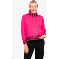 Sarta Women's Jessa High Neck Leopard Print Jumper - Fuchsia