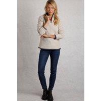 Weird Fish Women's Beye 1/4 Zip Grid Fleece in Ecru | Size: 14
