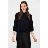 Sarta Women's Heidi Cropped Knitted Box Jumper - Navy Blue