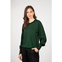 Sarta Women's Penny Balloon Sleeve Glitter Jumper - Green | Size: Large