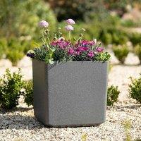 Primrose Cube Stone Effect Planter Square Plant Pot Indoor Outdoor Gardens 43cm in Dark Grey