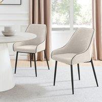 FurnitureboxUK Beaumont 2x Fabric Black Leg Dining Chair in Cream