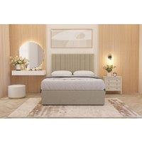 Somnior Alexas Linen Fabric Divan Bed Set with Midnight Pocket Sprung Mattress & Headboard in Beige | Size: Single