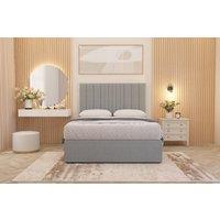 Somnior Alexas Linen Fabric Divan Bed Set with Midnight Pocket Sprung Mattress & Headboard in Light Grey | Size: Super King
