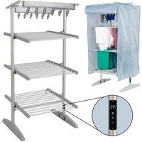 Glamhaus Digital Electric Heated Clothes Airer Dryer Timer 3 Tier Foldable Rack in Grey
