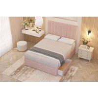 Somnior Alexas Plush Velvet 2 Drawer Divan Bed Set with Midnight Pocket Sprung Mattress & Headboard in Pink | Size: Double