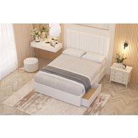 Somnior Alexas Plush Velvet 2 Drawer Divan Bed Set with Midnight Pocket Sprung Mattress & Headboard in White | Size: King