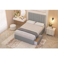 Somnior Alexas Linen Fabric Divan Bed Set 2 Drawer with Midnight Pocket Sprung Mattress & Headboard in Light Grey | Size: Small Single