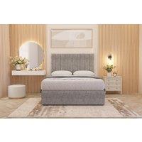 Somnior Alexas Tweed Fabric Divan Bed Set with Midnight Pocket Sprung Mattress & Headboard in Grey | Size: King