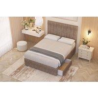 Somnior Alexas Tweed Fabric 2 Drawer Divan Bed Set with Midnight Pocket Sprung Mattress & Headboard in Brown | Size: King