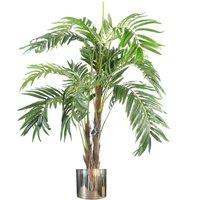 Leaf 120cm Premium Artificial palm tree with pot with Silver Planter in Green
