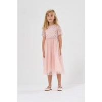Miss Girl's Cluster Sequin Waterfall Dress in Light Pink | Size: 6-7 Years