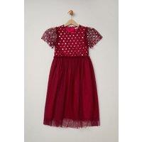 Miss Girl's Cluster Sequin Waterfall Dress in Dark Pink | Size: 5-6 Years