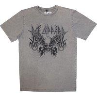 Def Leppard Tribal Skull Limited Edition 999 Only Premium Wash T-Shirt in Grey | Size: 2XL