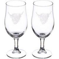 Selbrae House 2 Craft Beer Glasses - Highland Cow in Clear