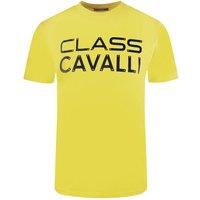 Cavalli Class Men's Bolted Logo Yellow T-Shirt | Size: Large