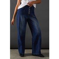 High Waisted Button Fly Seam Detail Dad Jeans