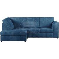 Furnishings For Less UK Luxor Jumbo Cord 4 Seater Corner sofa Left Hand Facing - Full Back in Blue
